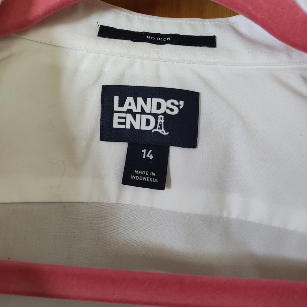 Lands' End 💯 Cotton White Blouse. No Iron